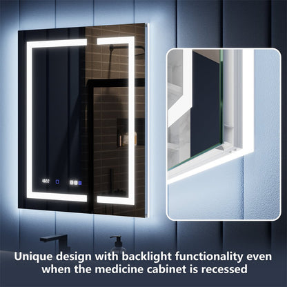 Illusion - B 36" x 36" LED Lighted Inset Mirrored Medicine Cabinet with Magnifiers Front and Back Light