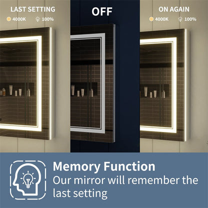 Illusion - B 40" x 32" LED Lighted Inset Mirrored Medicine Cabinet with Magnifiers Front and Back Light