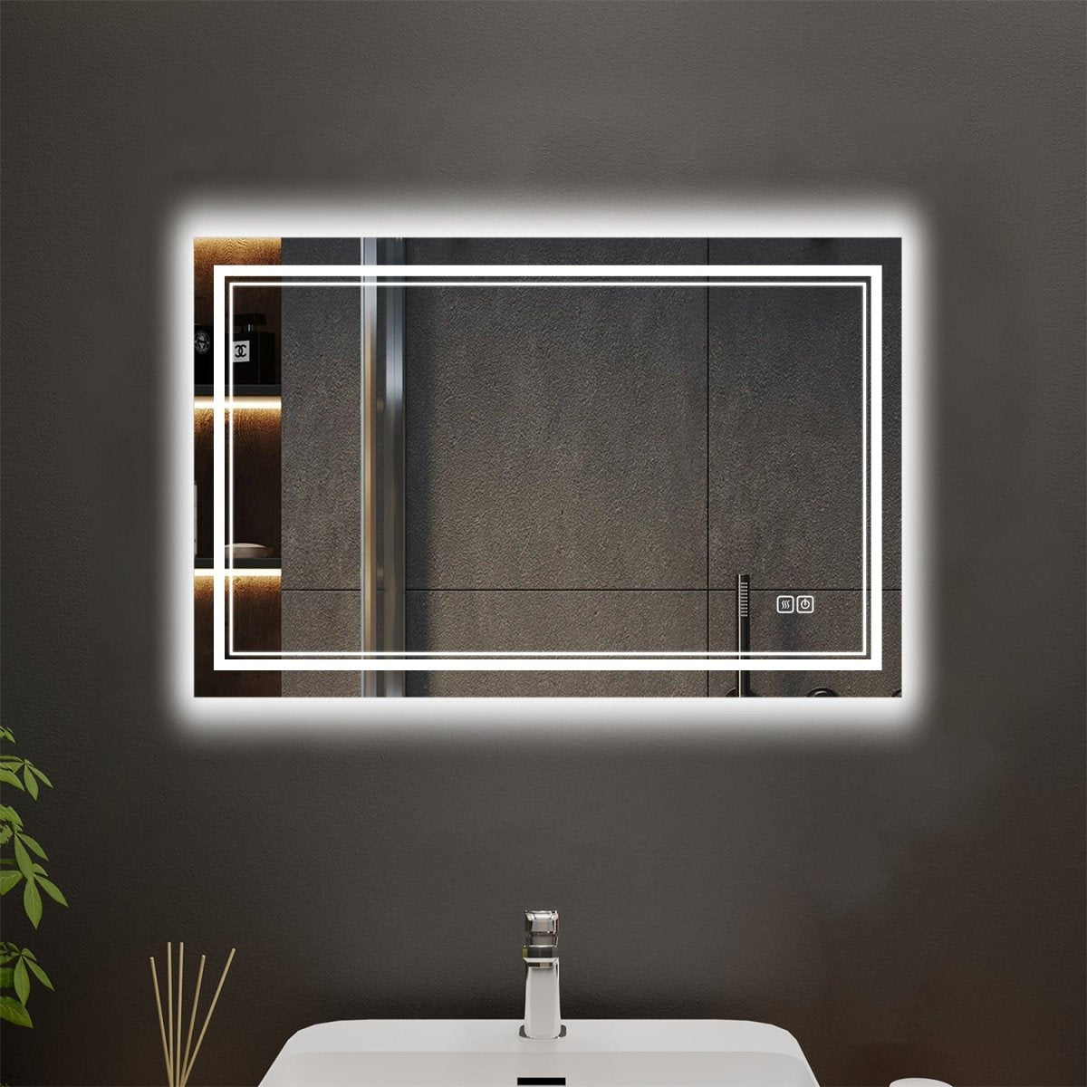 Allsumhome Linea Customized Rectangle LED Bathroom Mirror