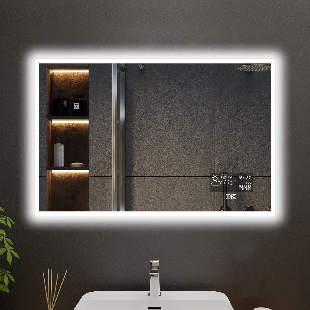 Allsumhome Lumen Customized Rectangle LED Bathroom Mirror
