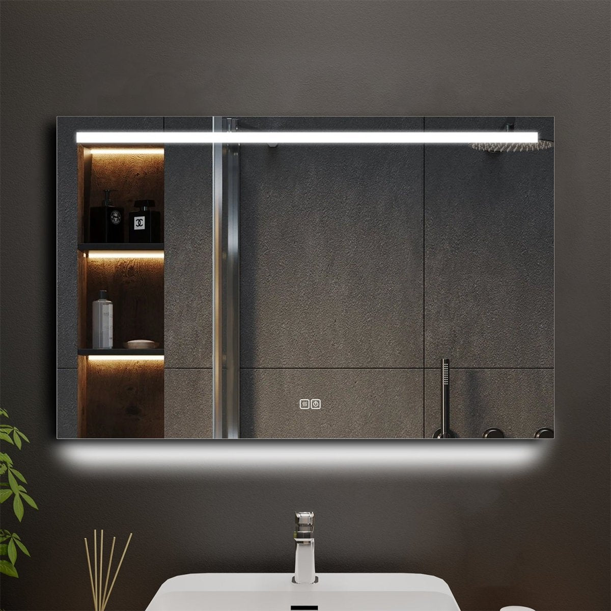 Allsumhome Mesa Customized Rectangle LED Bathroom Mirror