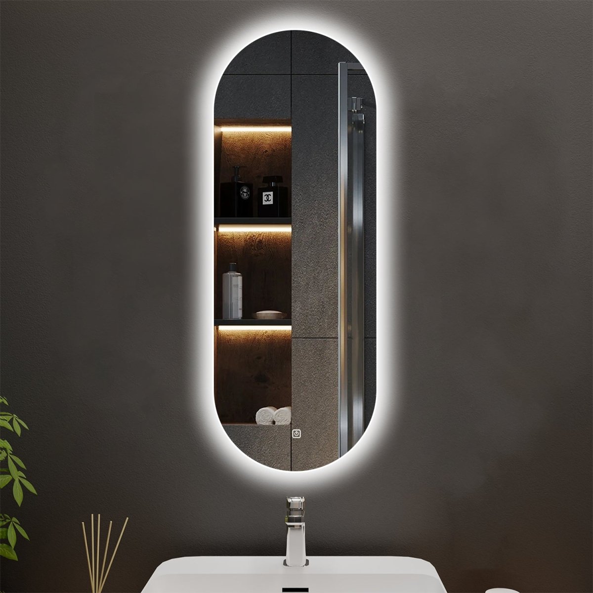 Allsumhome Orbit Customized Oval LED Bathroom Mirror, Backlit