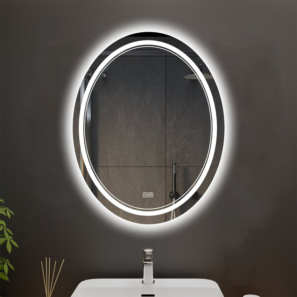 Allsumhome Orbital Customized Oval LED Bathroom Mirror