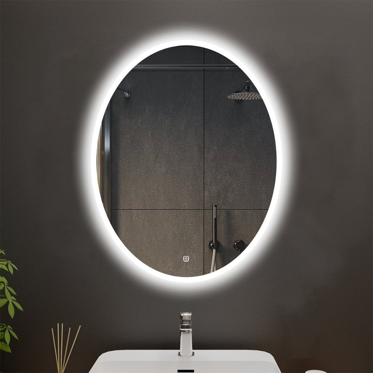 Allsumhome Ovoid Customized Oval LED Bathroom Mirror