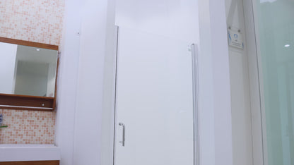 Classy 30-31.3" W X 72" H Pivot Shower Doors Semi-Frameless Nickel Hinged Glass Shower Door With Handle