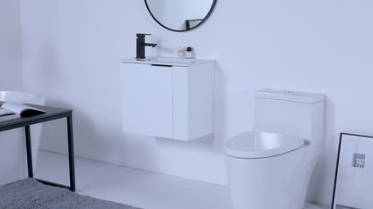 Allsumhome Modern Bathroom Vanity with Sink 22 Inch for Small Bathroom in White,Floating Bathroom Vanity with Soft Close Door