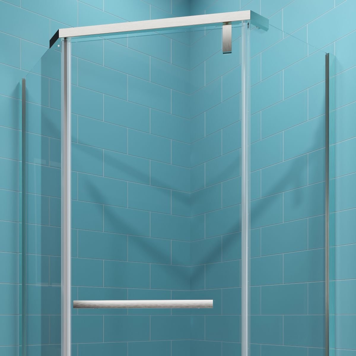 Prism Neo - Angle Frameless Shower Door 38 in. W x 72 in. H,Corner Shower Enclosure with 6mm Clear Glass,Pivot Shower Doors,Brushed Nickel