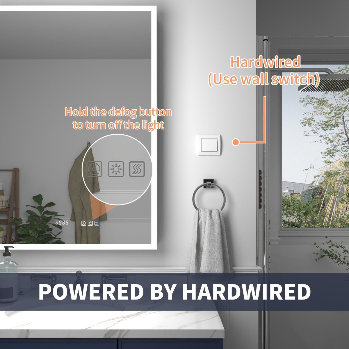 Rim 20" W x 30" H Lighted Medicine Cabinet Recessed or Surface led Medicine Cabinet with Outlets & USBs,Hinge on the left