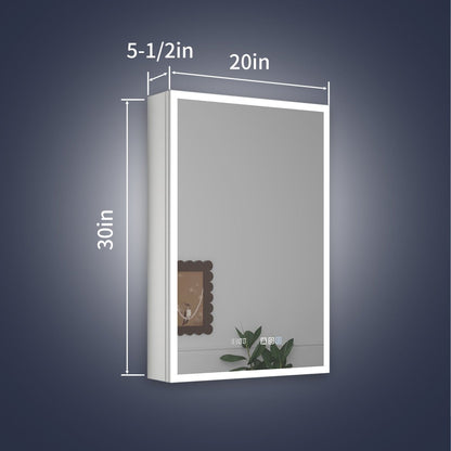 Rim 20" W x 30" H Lighted Medicine Cabinet Recessed or Surface led Medicine Cabinet with Outlets & USBs,Hinge on the left