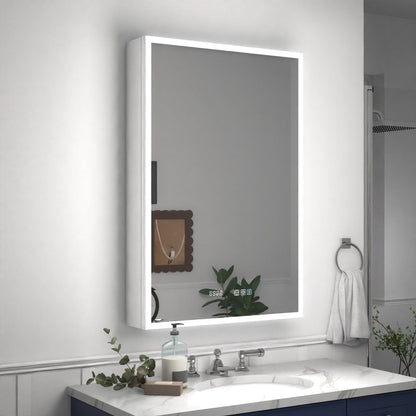 Rim 24" W x 36" H Led Lighted Medicine Cabinet Recessed or Surface with Mirrors, Hinge On The Right