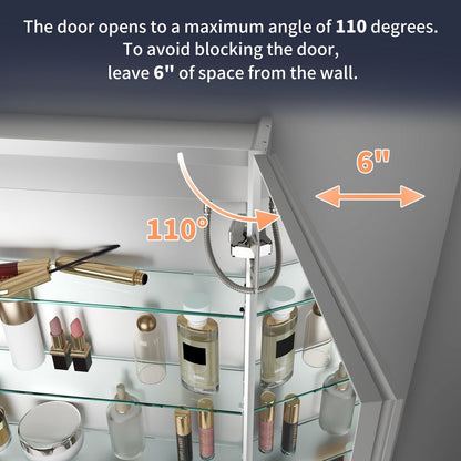 Rim 24" W x 36" H Led Lighted Medicine Cabinet Recessed or Surface with Mirrors, Hinge On The Right