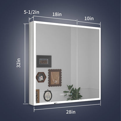 Rim 28" W x 32" H Led Lighted Medicine Cabinet Recessed or Surface with Mirrors