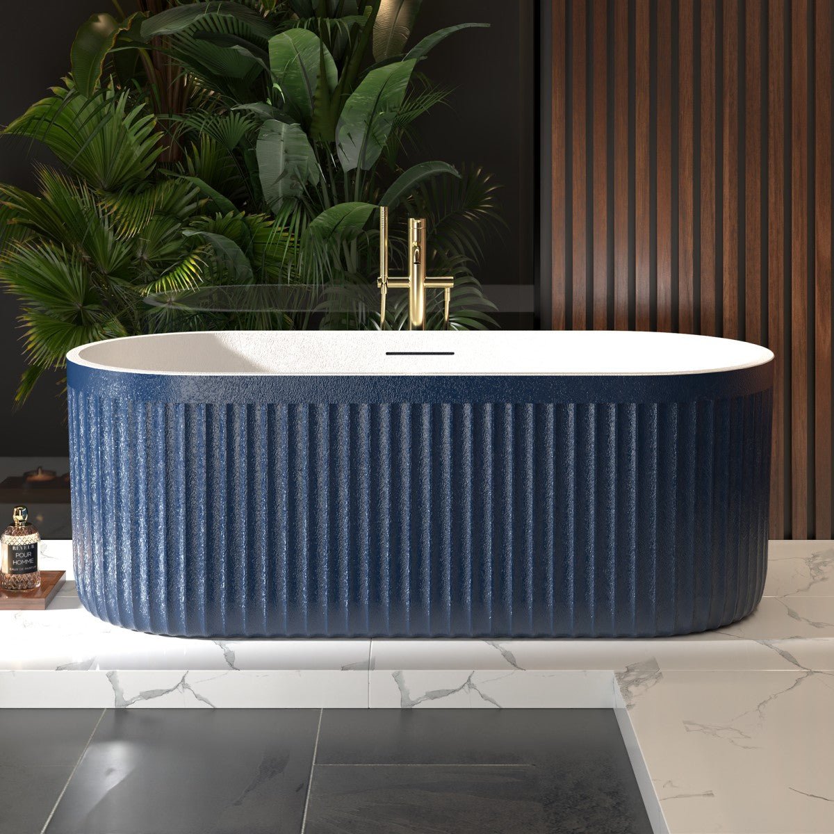 RockF 67" Freeing Soaking Bathtub,Rock Texture New technologies,Classic Oval Shape Freestanding tub,Prussian blue,cUPC Certified