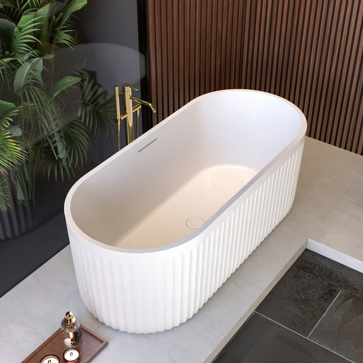 RockF 67" Freeing Soaking Bathtub,Rock Texture New technologies,Classic Oval Shape Freestanding tub,White,cUPC Certified