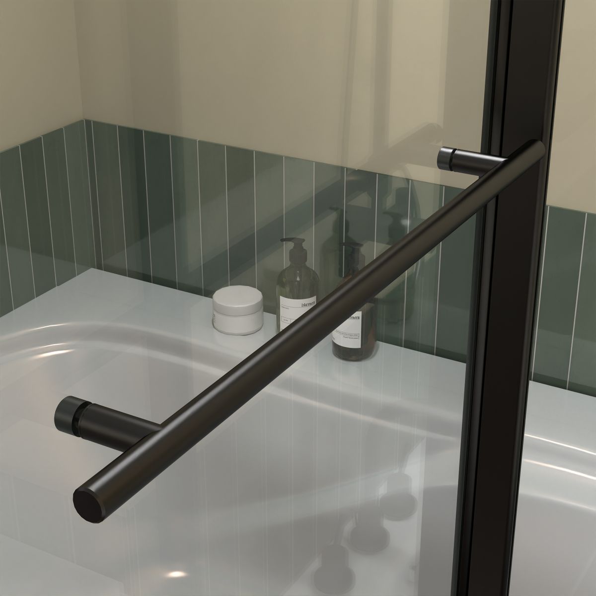 Serenity 33.2 - 34" x 58" Bathtub Screen Panel Pivot Swing Shower Door for Bathtub180° Pivot 8mm Tempered Glass,Black