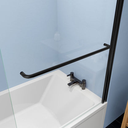 Serenity Shower Door Over Tub,34" W*58" H Pivot Frameless Tub Shower Door,Clear Tempered Glass Shower Screen Panel for Bathroom,Matte Black