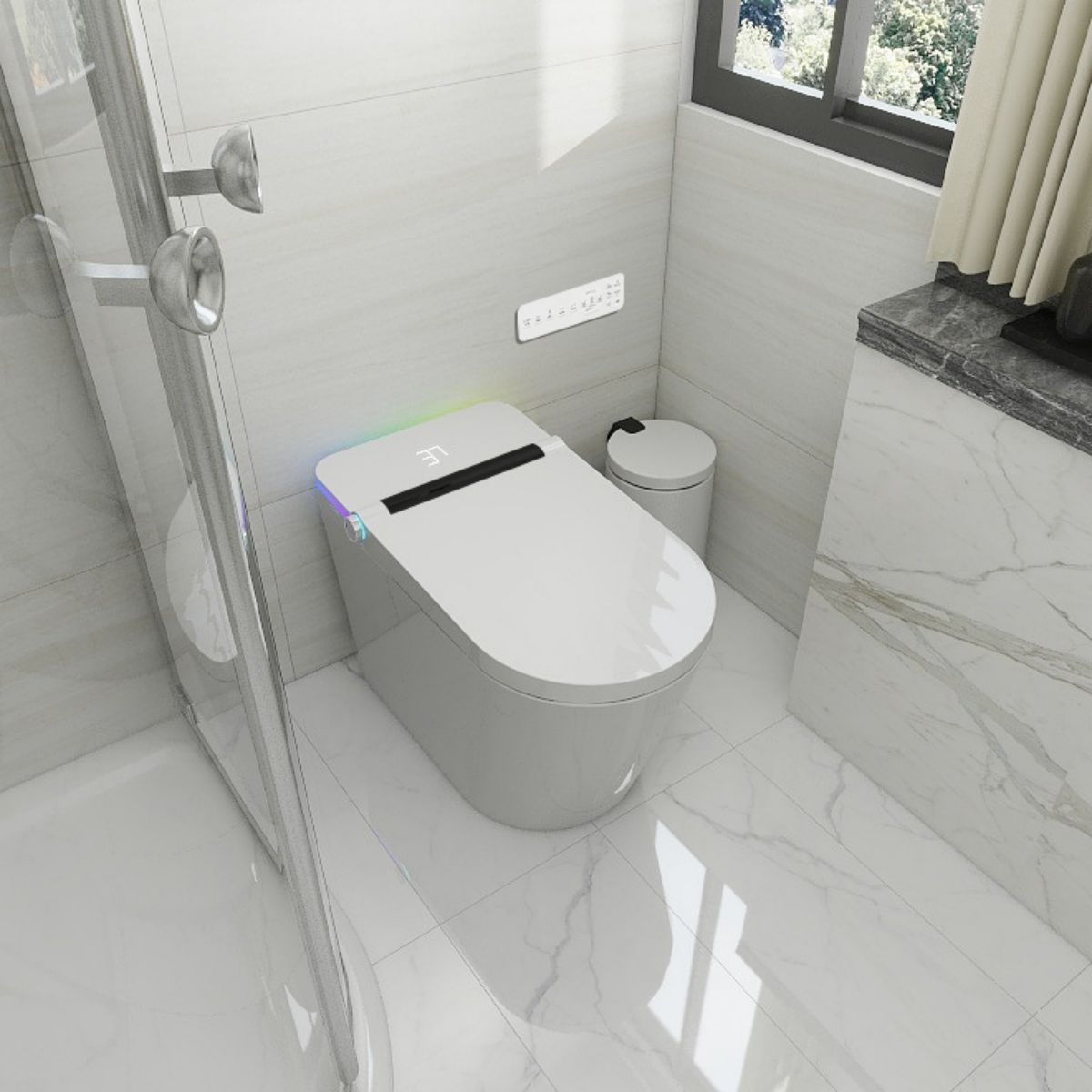 Smart Toilet with Built - in Bidet Seat,Tankless Toilet with Auto Lid Opening,Closing and Flushing,Heated Seat,Digital Display