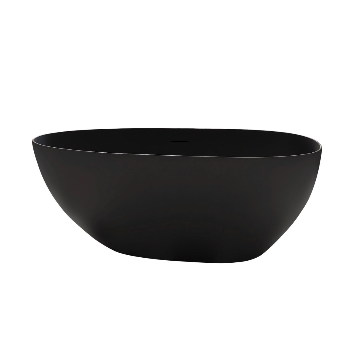 TranquiStone 30" x 59" 1500mm Small Size Solid Surface Stone Bathroom Freestand Bathtub Matte Black