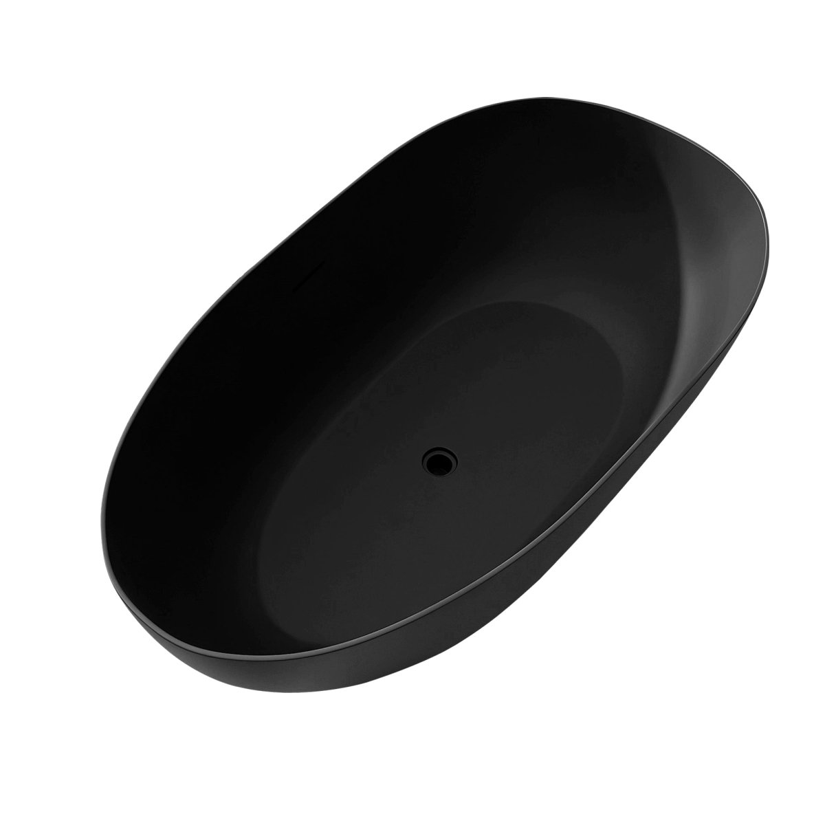 TranquiStone 30" x 59" 1500mm Small Size Solid Surface Stone Bathroom Freestand Bathtub Matte Black