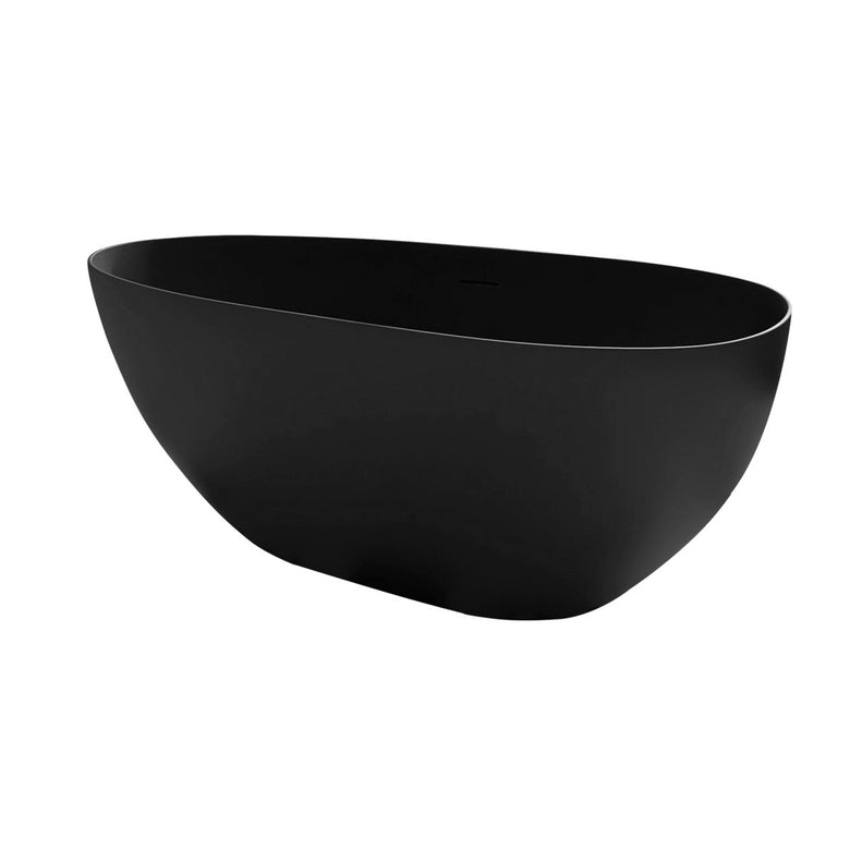 TranquiStone 30" x 59" 1500mm Small Size Solid Surface Stone Bathroom Freestand Bathtub Matte Black