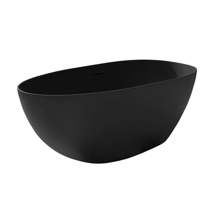 TranquiStone 30" x 59" 1500mm Small Size Solid Surface Stone Bathroom Freestand Bathtub Matte Black