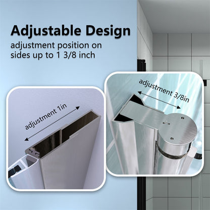 Adapt 32-33 1/2" W x 72" H Folding Shower Door Nickel Semi-Frameless Hinged Shower Door With Handle