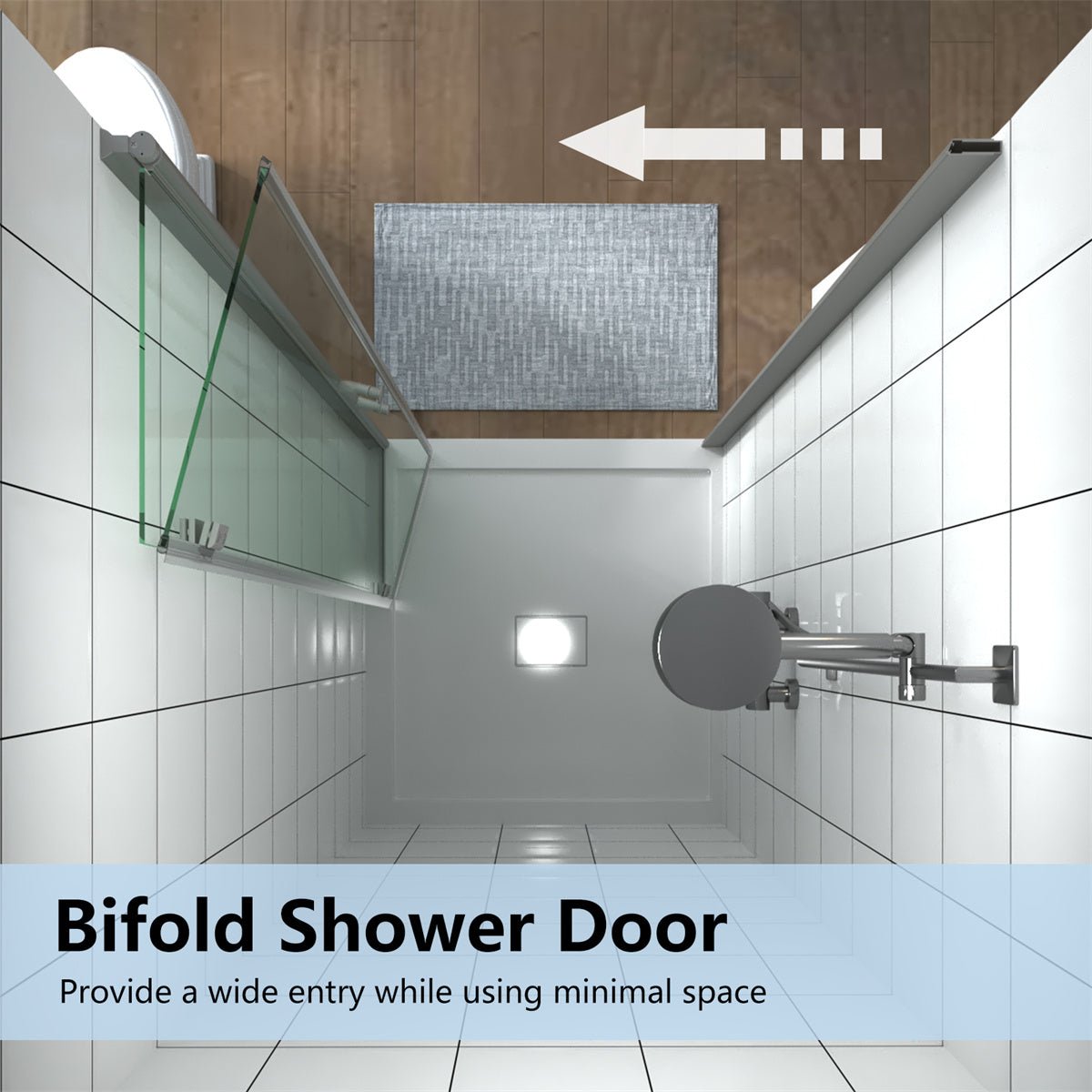 Exbrite Adapt Bifold Shower Door 32-33 in.W x 72 in.H Pivot Swing Shower Doors,Brushed Nickel,Tempered Glass