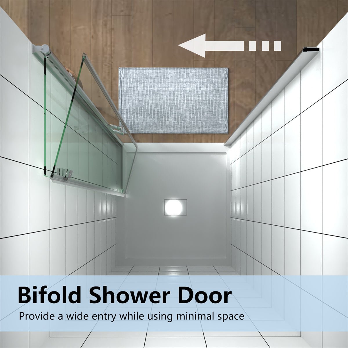 Exbrite Adapt Foldable Hinged Bathtub Glass Door 32-33 in.W x 72 in.H Pivot Swing Shower Doors,Chrome,Clear Tempered Shower Glass