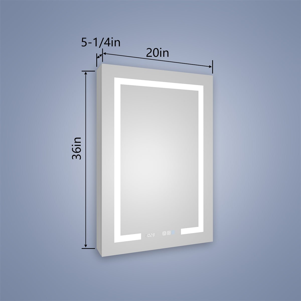 Boost-M2 20" W x 36" H LED Lighted Bathroom Medicine Cabinet with Mirror and Clock