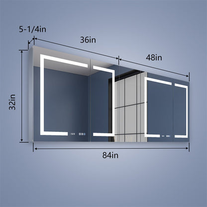 Boost-M2 84" W x 32" H Bathroom Narrow Light Medicine Cabinets with Vanity Mirror Recessed or Surface