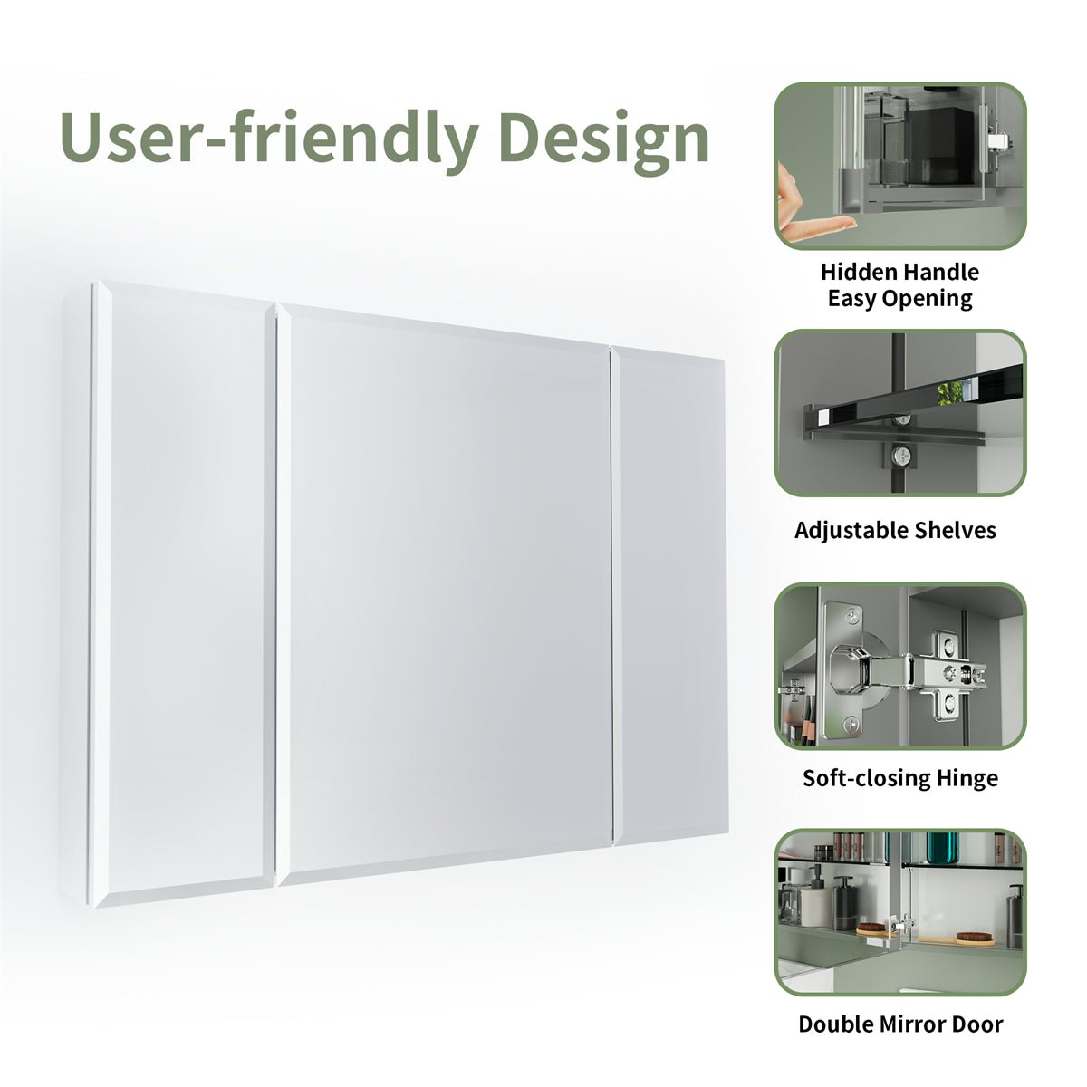 Classic 36"x26" Aluminum Recess or Surface Mount Installation Bathroom Medicine Cabinet