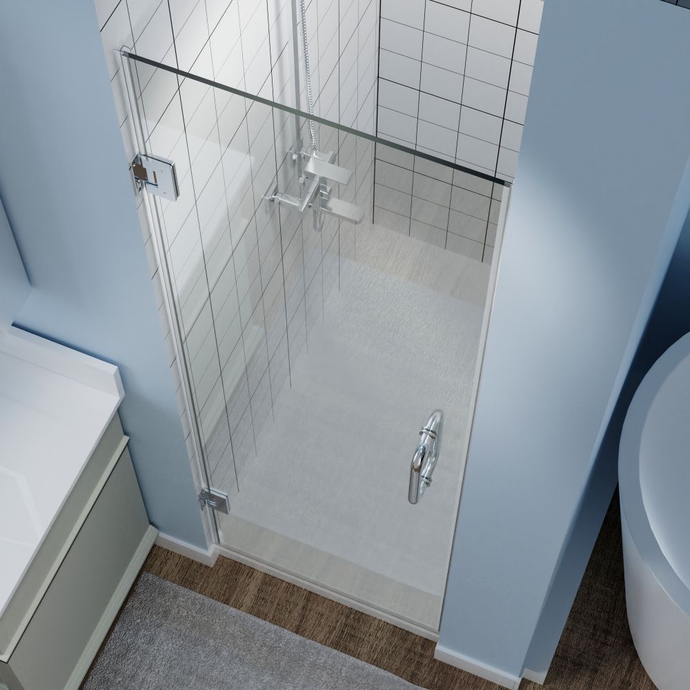 Gemini Shower Door 24in.W x 72in.H Semi-Frameless Hinged Shower Door,Shower Room Glass Door with Clear Tempered Shower Glass Panel,Chrome