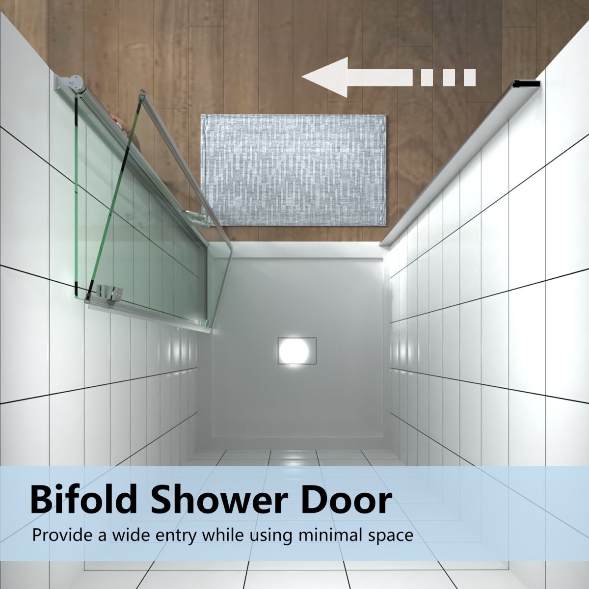 Exbrite Adapt Foldable Hinged Bathtub Glass Door 34-35 in.W x 72 in.H Pivot Swing Shower Doors,Chrome,Clear Tempered Shower Glass