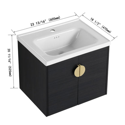 Exbrite 24 Inch Soft Close Doors Bathroom Vanity With Sink, For Small Bathroom