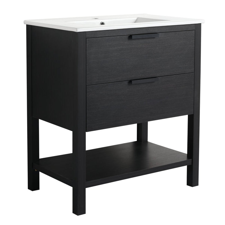 Exbrite 30 inch Bathroom Vanity With Sink and 2 Soft Close Drawers-BVB01030BCT-BL9075B