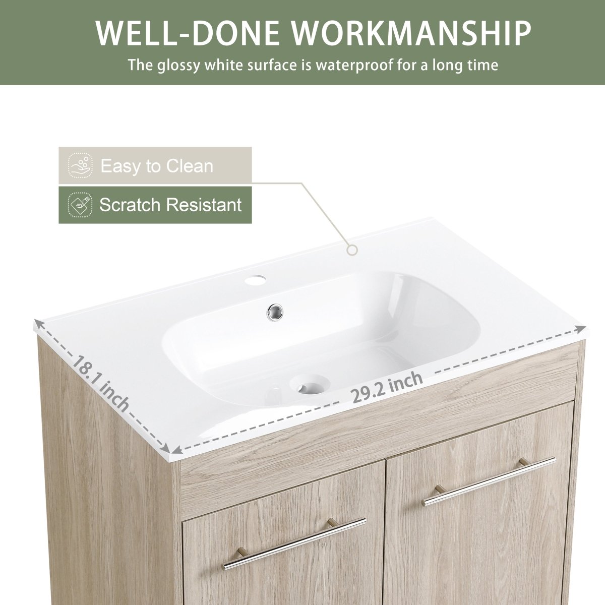 ExBrite 30 Inch Freestanding Bathroom Vanity