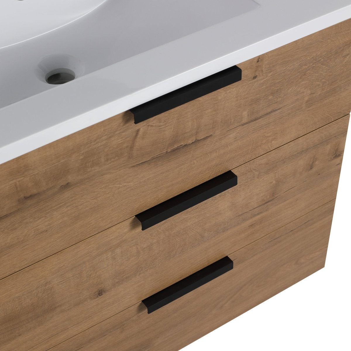 ExBrite 30" Oak Bathroom Vanity With Top Adjustable Side Shelf