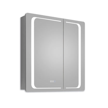 ExBrite 30" W x 32" H LED Lighted Bathroom Medicine Cabinet with Mirror Recessed or Surface Mounted LED Medicine Cabinet