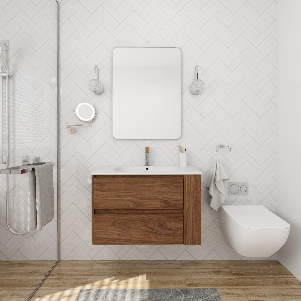ExBrite 30" Wall Mounting Bathroom Vanity With Gel Sink