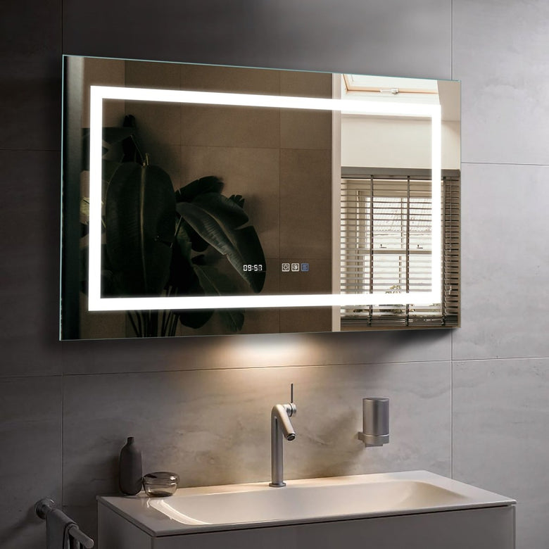 Ascend-M2 40 W x 24 H Bathroom Led Light Mirror Anti Fog with Digita –  ExBriteUSA