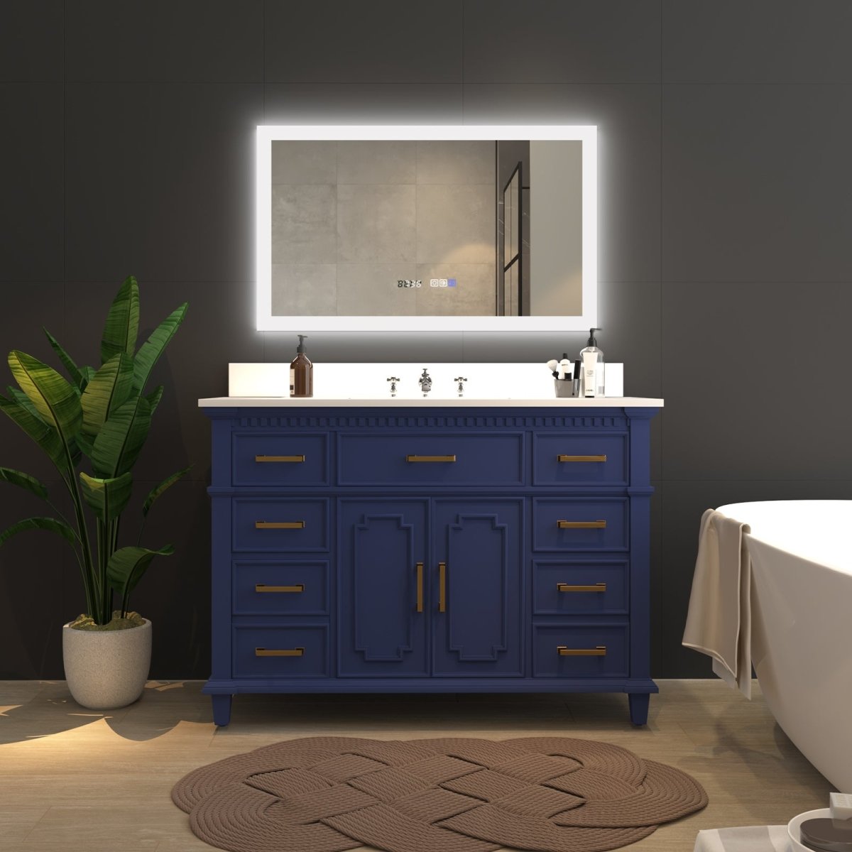 LED Bathroom Mirror with Lights, 40x24 Inch LED Backlit + Front Lighted  Bathroom Smart Mirror for Vanity with High Lume, Anti-Fog and Dimmable Light