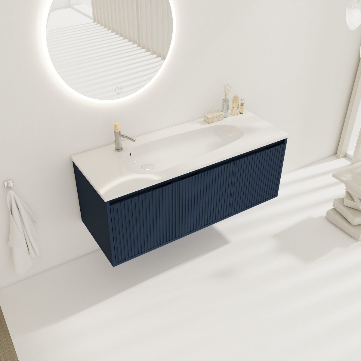 ExBrite 48" Floating Bathroom Vanity with Drop-Shaped Resin Sink