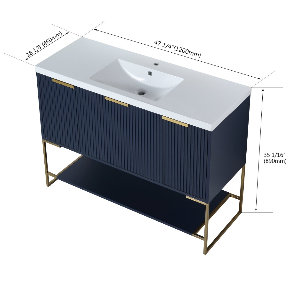 Exbrite 48 Inch Freestanding Bathroom Vanity With Resin Basin