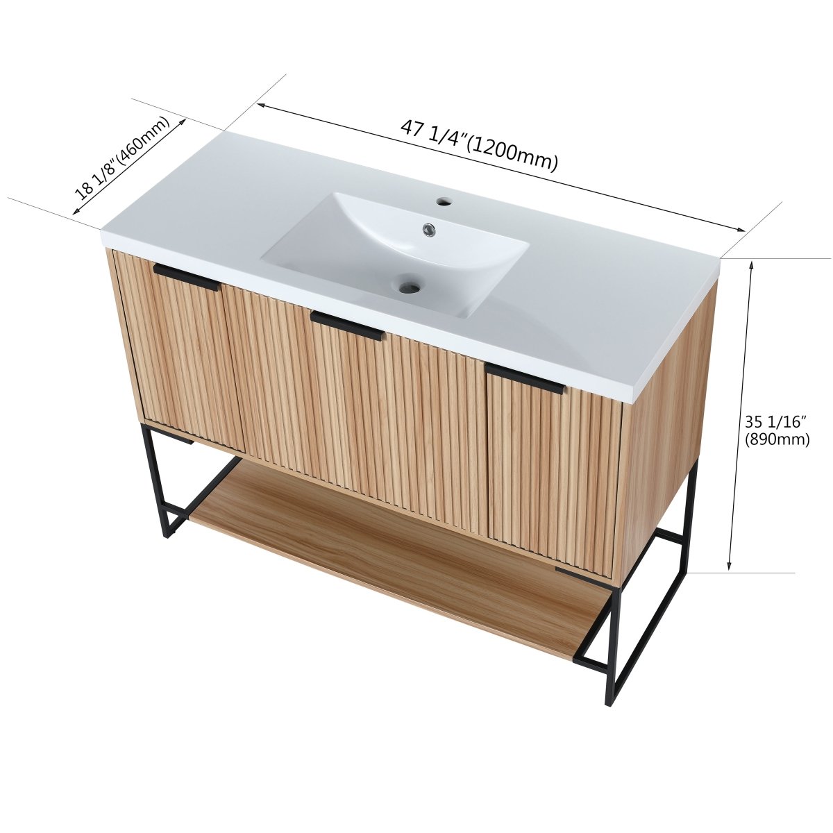 ExBrite 48 Inch Freestanding Bathroom Vanity With Resin Basin,48x18