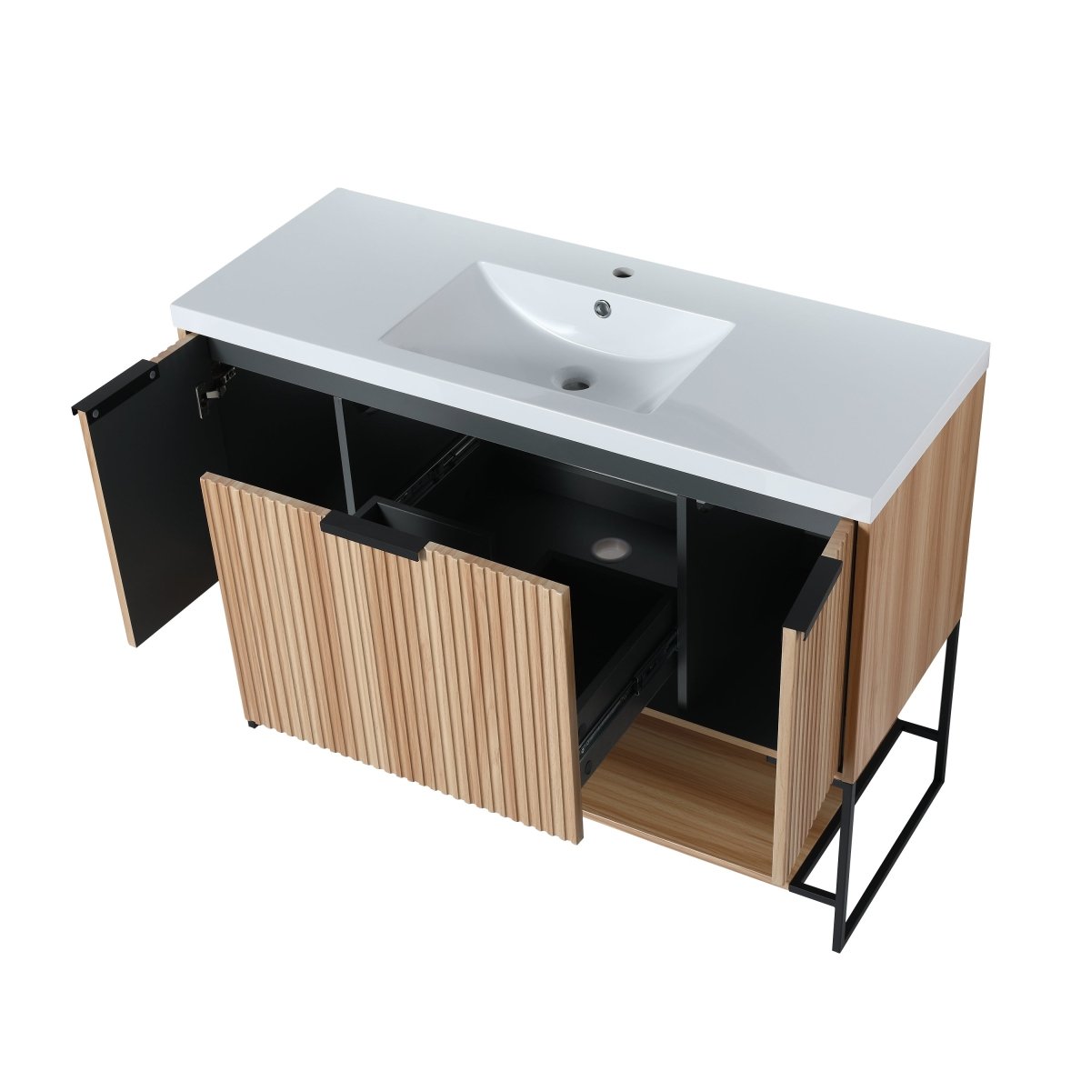 ExBrite 48 Inch Freestanding Bathroom Vanity With Resin Basin,48x18