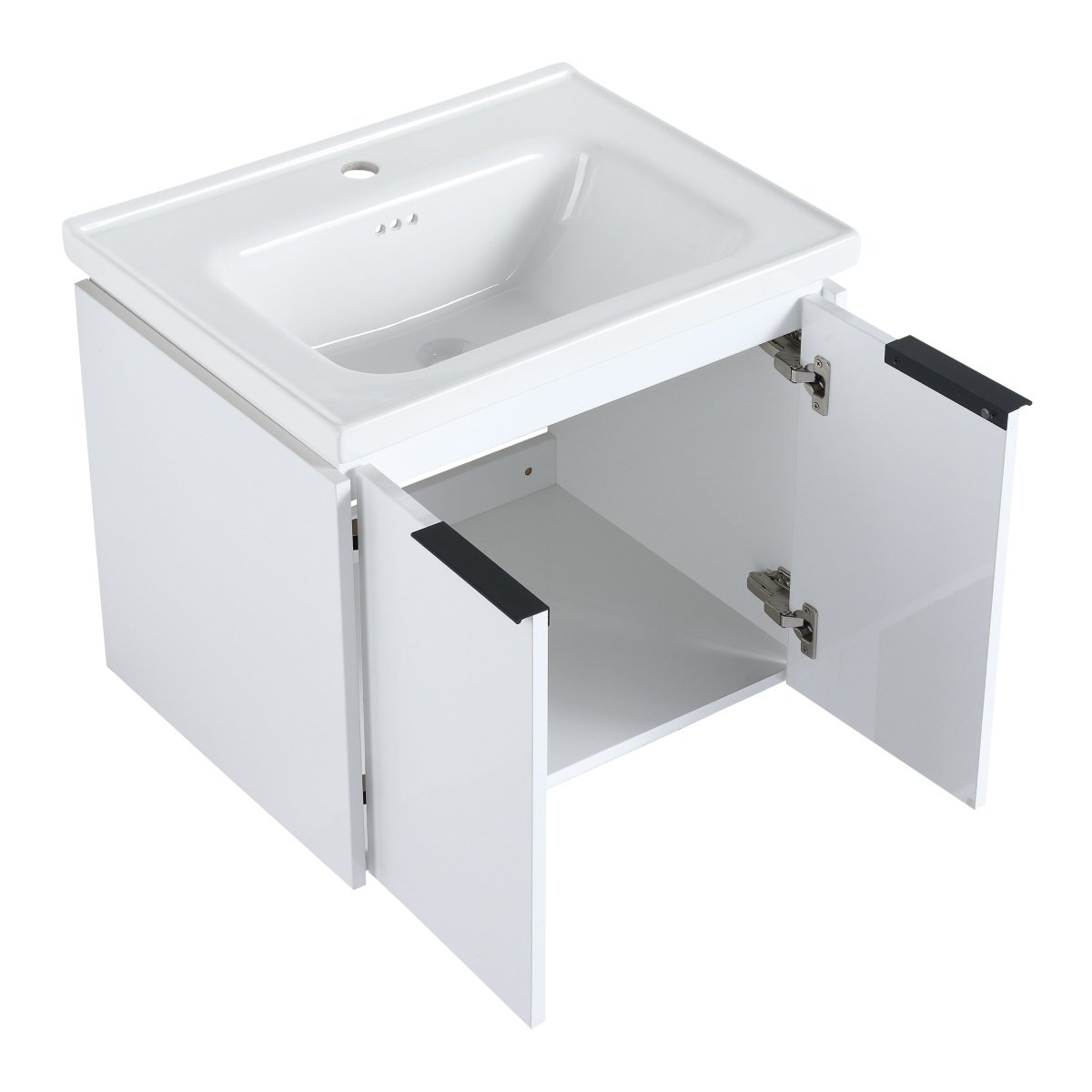 ExBrite 48 Inch Soft Close Doors Bathroom Vanity With Sink, and Two Small Storage Shelves