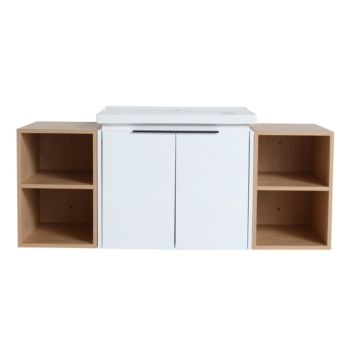 ExBrite 48 Inch Soft Close Doors Bathroom Vanity With Sink, and Two Small Storage Shelves