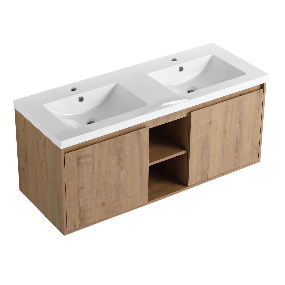 ExBrite 48" Wall Mounted Bathroom Vanity With Double Sink, Soft Closing Door Hinge