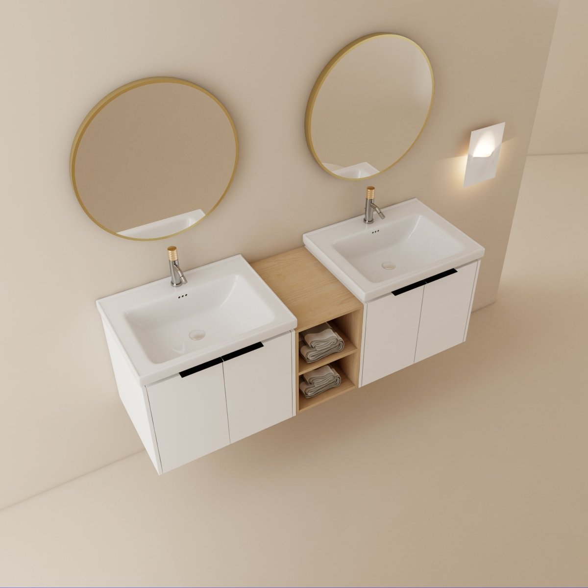 ExBrite 60 Inch Soft Close Doors Double Sink Bathroom Vanity Small Storage Shelves
