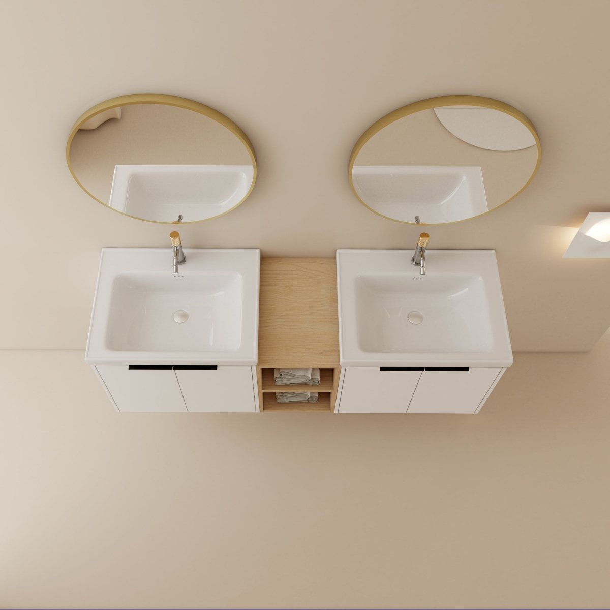 ExBrite 60 Inch Soft Close Doors Double Sink Bathroom Vanity Small Storage Shelves